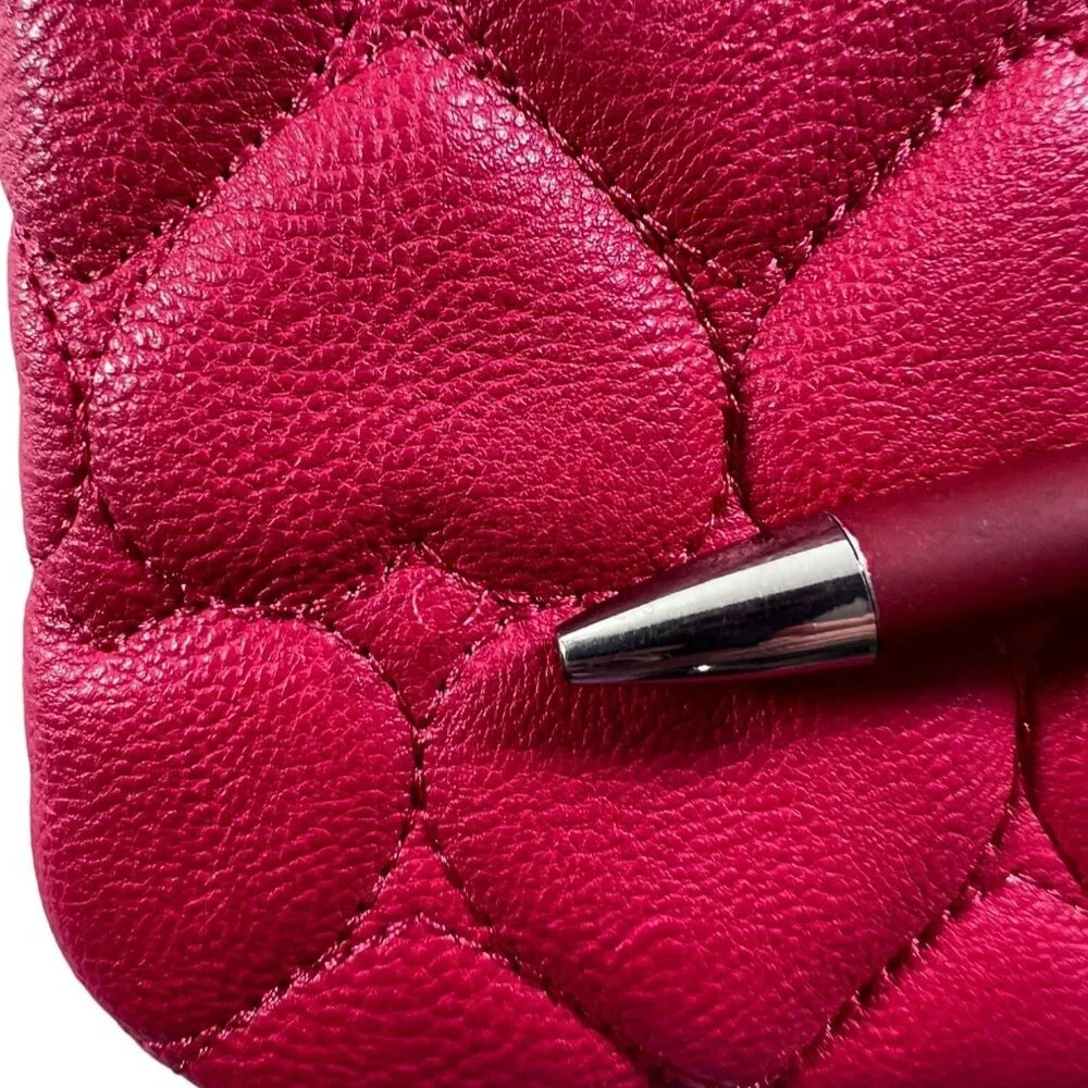 Betsey Johnson Quilted Heart Wristlet Clutch in Hot Pink